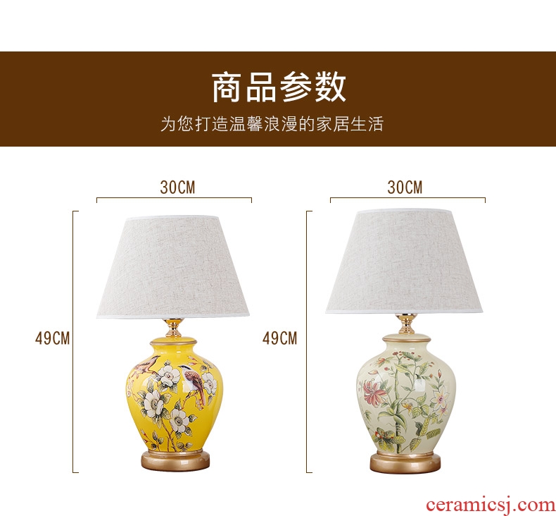 Ceramic lamp American bedroom living room study of new Chinese style restoring ancient ways European - style decorative lamps and lanterns is I warm bedside lamp