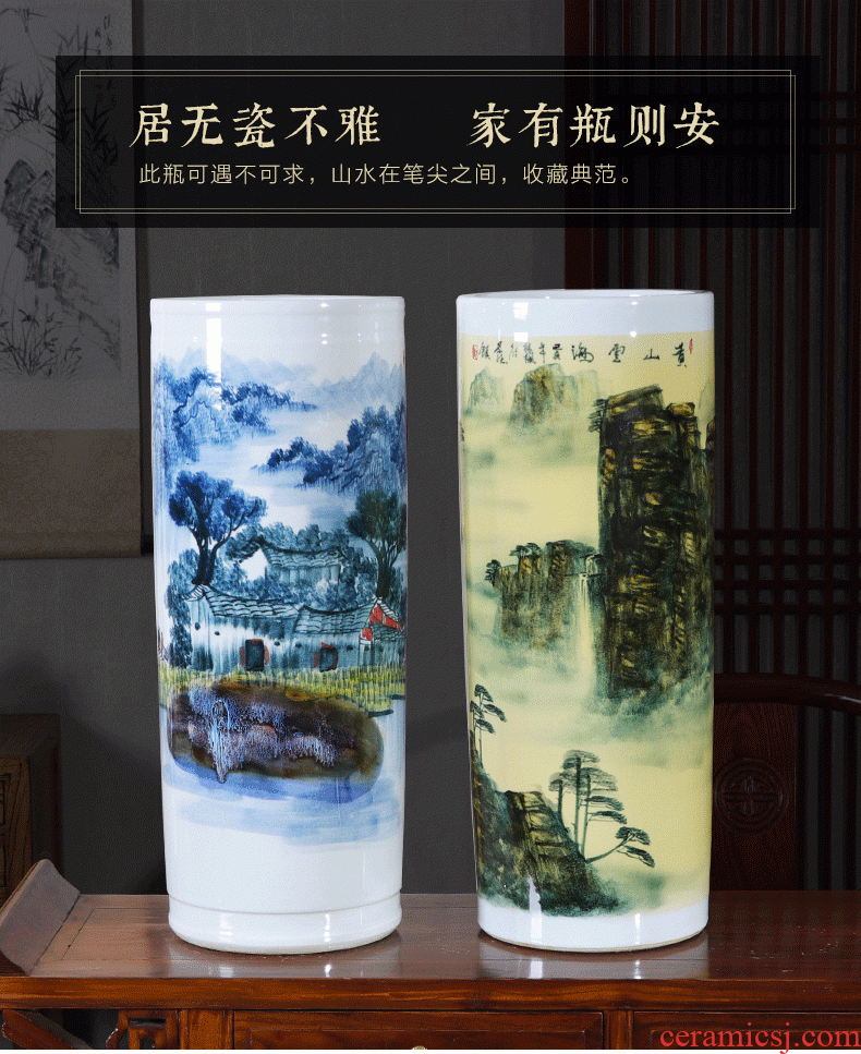 Jingdezhen ceramic of large vases, antique hand - made famille rose blooming flowers, goddess of mercy bottle of large vase - 591909522275