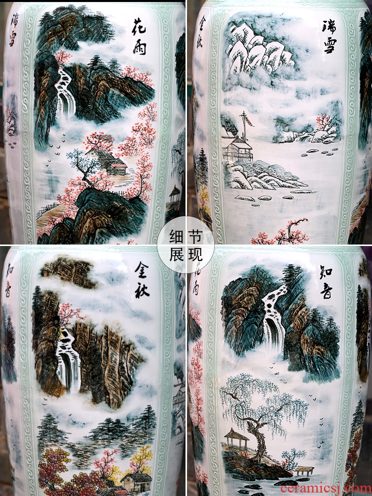 The New Chinese jingdezhen sitting room of large vase ceramic arts and crafts flower arranging, hand - made decorative carving furnishing articles