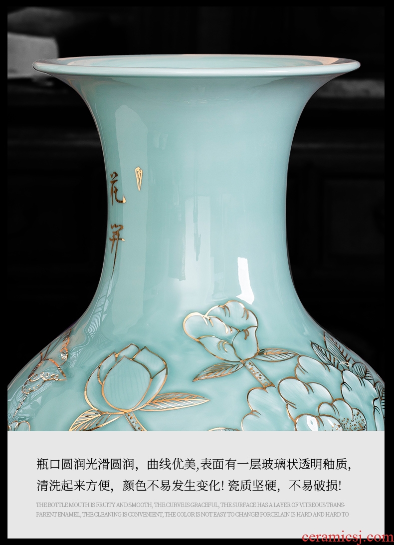 Jingdezhen ceramic maxim yellow large vases, Chinese style living room the hotel decoration furnishing articles red large - 599483948282