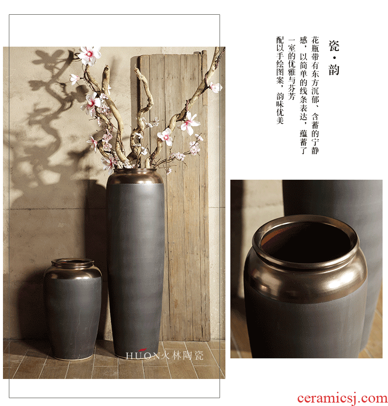 Jingdezhen ceramics of large vase Chinese red paint peony flowers prosperous hotel sitting room adornment is placed - 601209005395