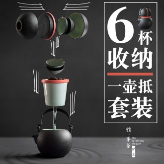 Evan ceramic pot of girder crack cup portable travel kung fu tea set office teapot is suing small suit