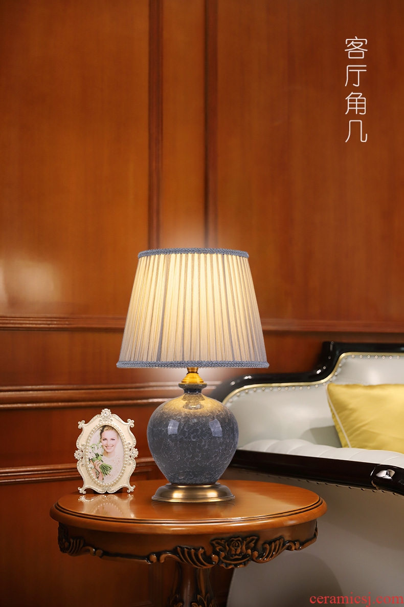 American I and contracted small desk lamp ceramic decoration art full copper designer lamps and lanterns of the sitting room the bedroom of the head of a bed
