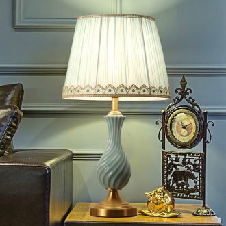 American whole copper light key-2 luxury ceramic desk lamp, LED the study of creative move between example of bedroom the head of a bed chandeliers