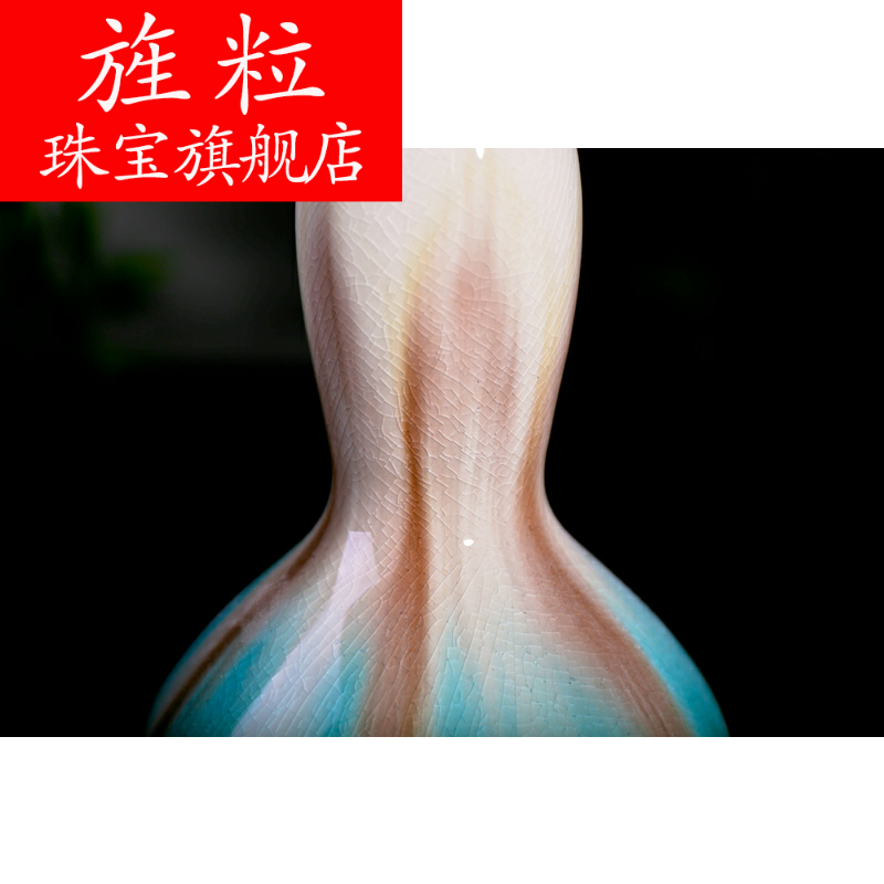 Continuous grain color glaze up porcelain vase when modern ShangBing crack glaze up vase furnishing articles flowers home