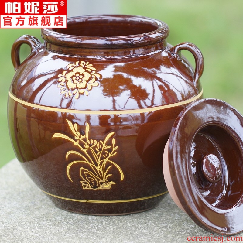 . Chili traditional ceramic pot cylinder bottle home a large high temperature oil kitchen lard with cover jar