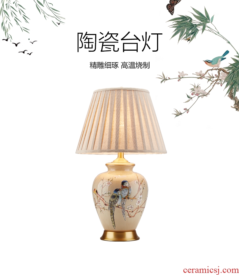 New Chinese style of sitting room lamps bedroom study American rural Europe type restoring ancient ways corner sofa what ano all copper ceramic lamp