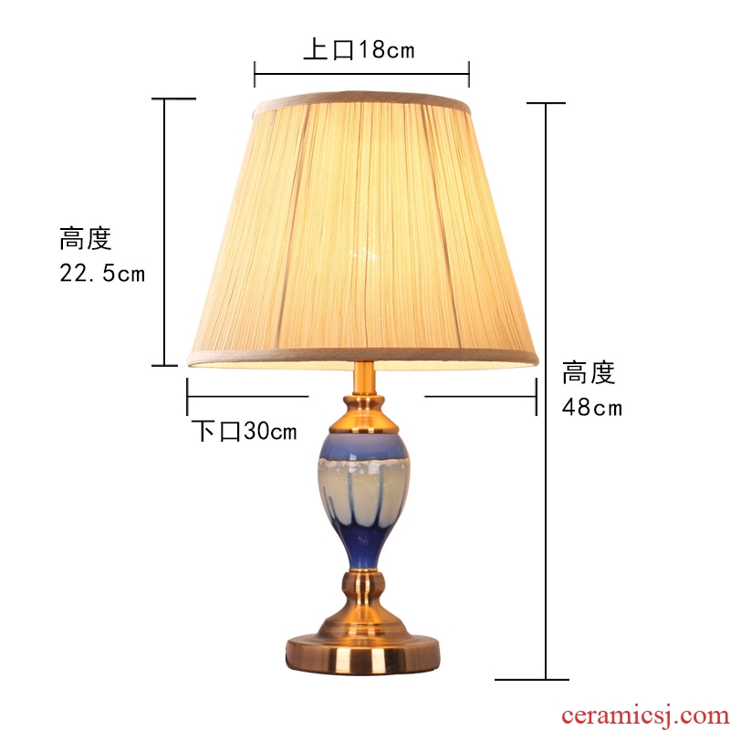 American ceramic desk lamp of bedroom the head of a bed is contracted and I new fashion decoration wedding celebration of creativity that move light of remote control