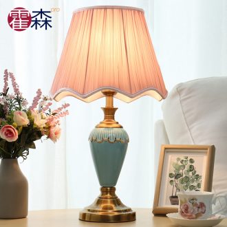 European - style bedroom ceramic table lamp contracted and I creative household marriage room warm bed lamp American key-2 luxury