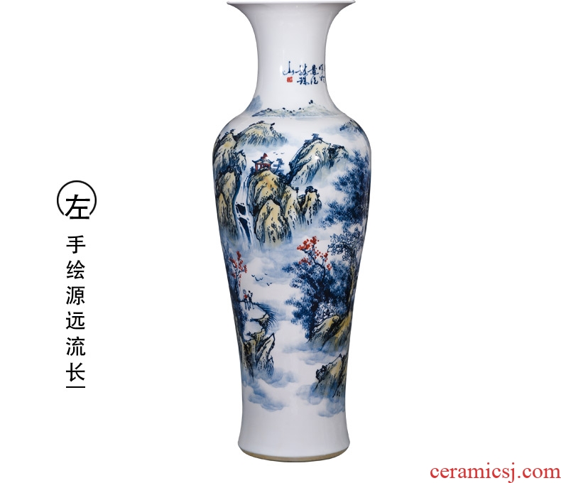 Jingdezhen ceramics hand - made modern Chinese landscape painting of large vase sitting room adornment hotel furnishing articles