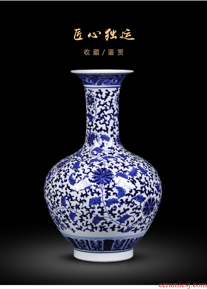 Jingdezhen ceramic floor large new Chinese blue and white porcelain vase dragon design home sitting room adornment is placed - 604814122813