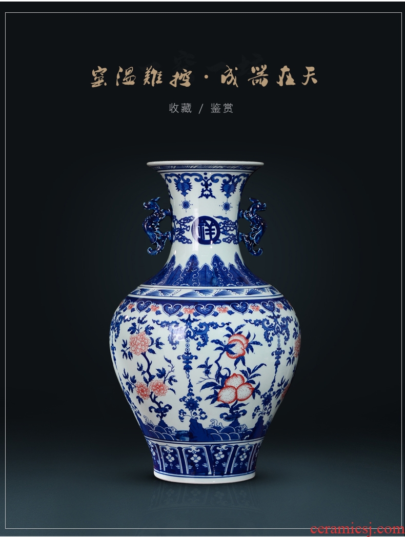 Jingdezhen ceramic big vase furnishing articles hand - made master vase home sitting room decorate a room TV cabinet decoration - 601452894453