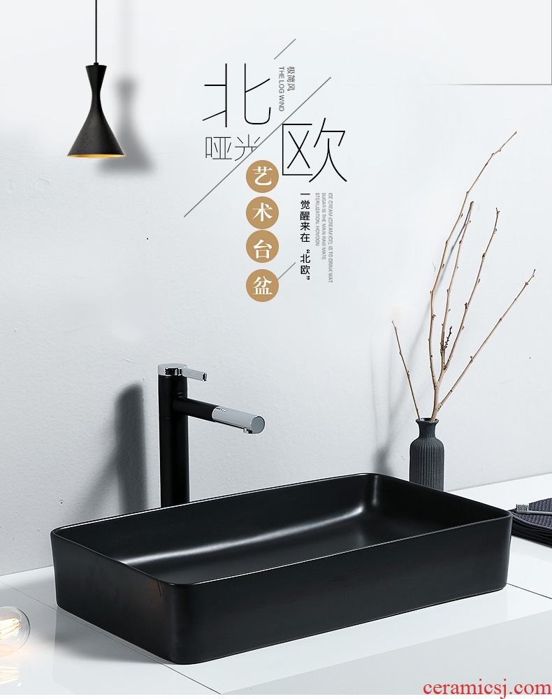 The stage basin sink rectangular Nordic black contracted household bathroom ceramic art basin