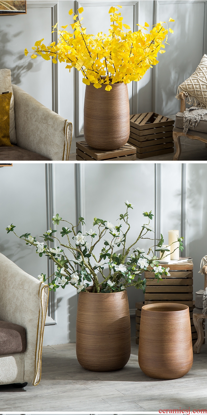 European vase furnishing articles ceramic handicraft sitting room TV ark, home decoration flower arranging flowers, dried flowers, large - 598527113997