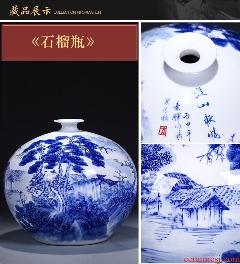 Jingdezhen ceramics pastel landscapes of large vases, Chinese style living room home TV ark adornment furnishing articles - 602227015372