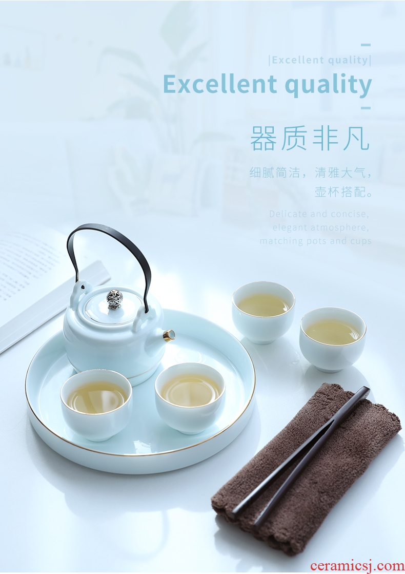 Imperial springs, kung fu tea sets ceramic tea tray was contracted mini dry small tea Japanese round tea tray and pure and fresh