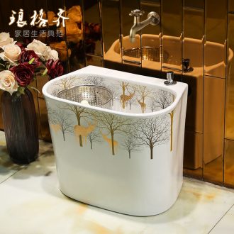Jingdezhen ceramic wash mop pool slot large balcony drag palmer pool toilet set point to drag basin household mop pool