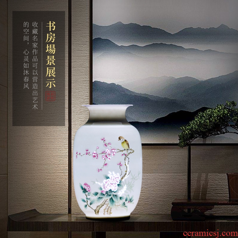Jingdezhen ceramic hand - made flower arranging thin foetus vase furnishing articles of modern Chinese style of new Chinese style household, sitting room porch decoration