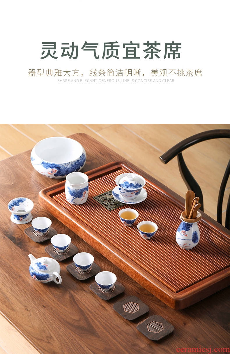 Qiu childe white porcelain hand-painted lotus kunfu tea bowl tureen only three bowls of ceramic bowl is contracted tea accessories