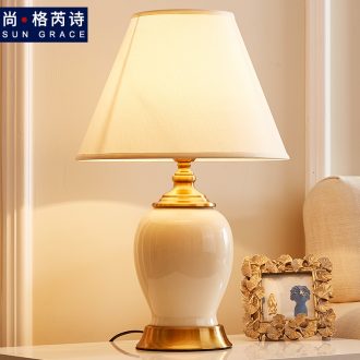 Europe type desk lamp bedside lamp is contracted and contemporary bedroom sweet wedding creative romantic warm light ceramic American bedside table