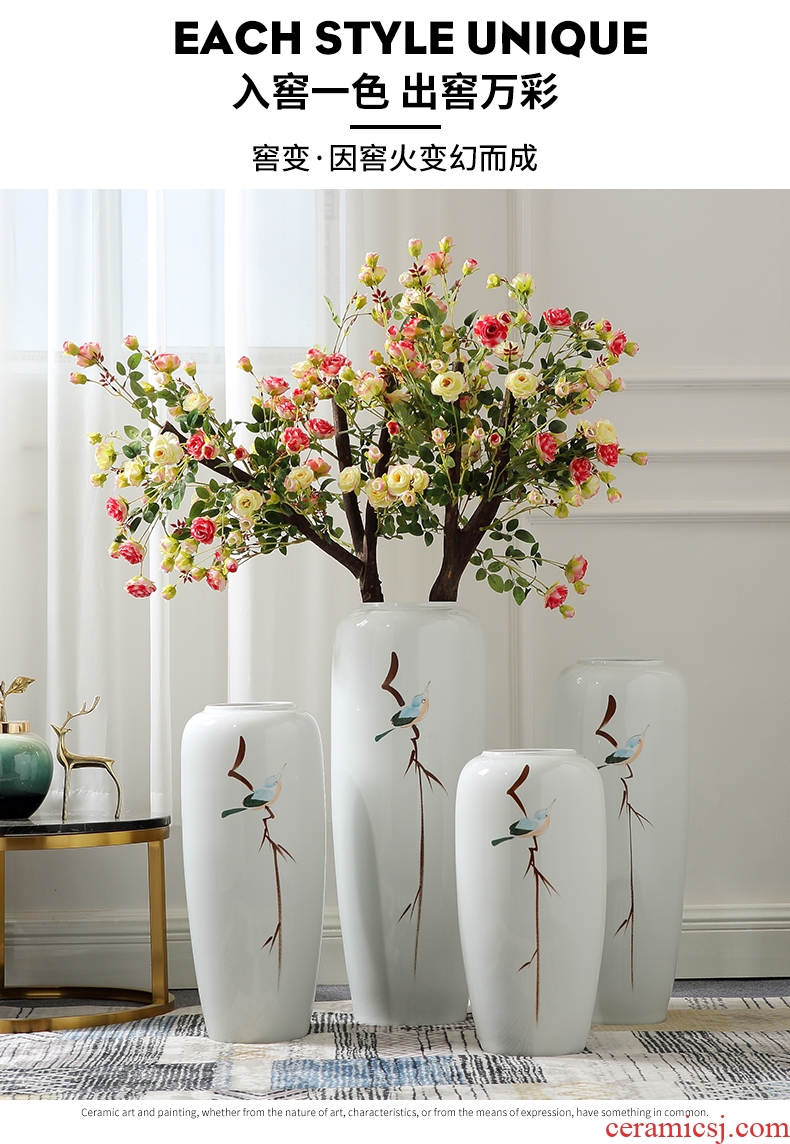 Imitation of classical jingdezhen ceramics celadon art big vase retro ears dry flower vase creative furnishing articles - 598151628136