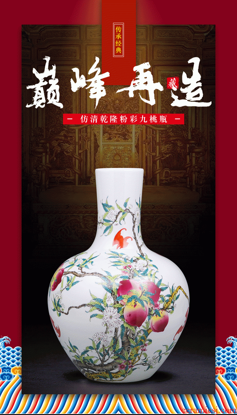 Jingdezhen ceramics vase large master hand relief shadow blue paint pomegranate bottles of sitting room adornment is placed - 592129815241