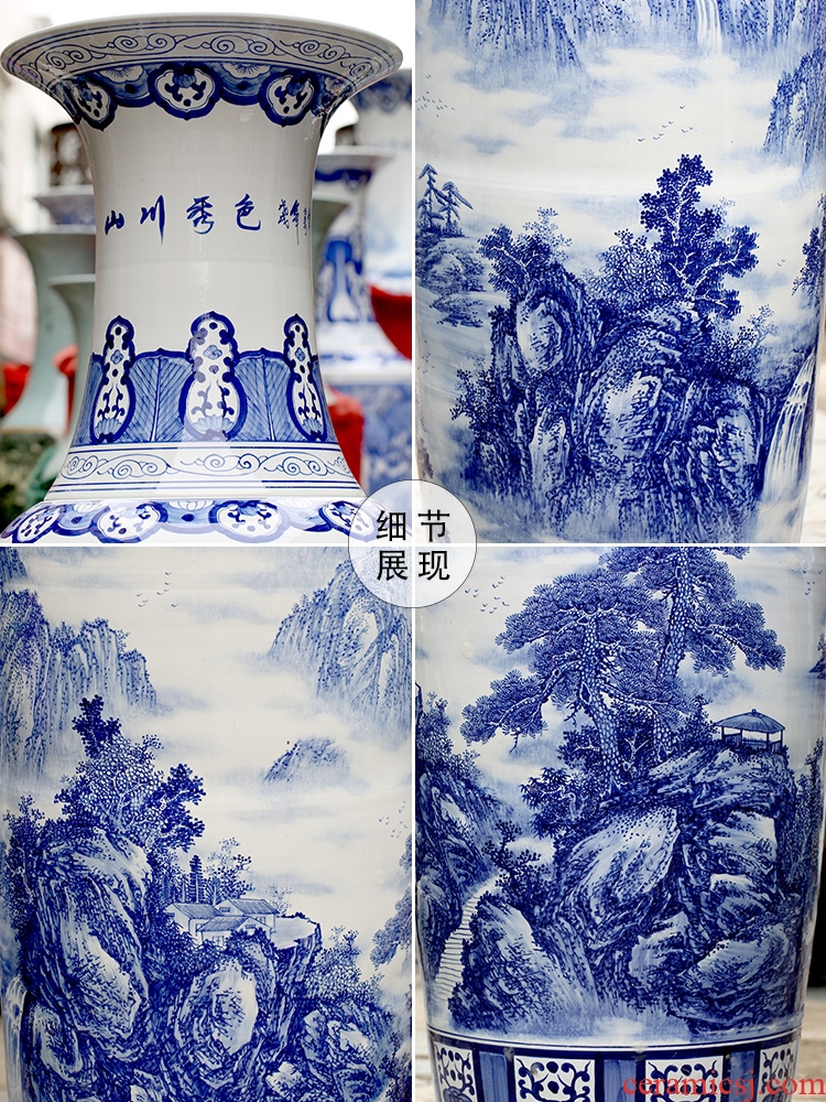 Jingdezhen ceramic floor big vase hand - made porcelain sitting room adornment large porcelain bottle furnishing articles hotel opening