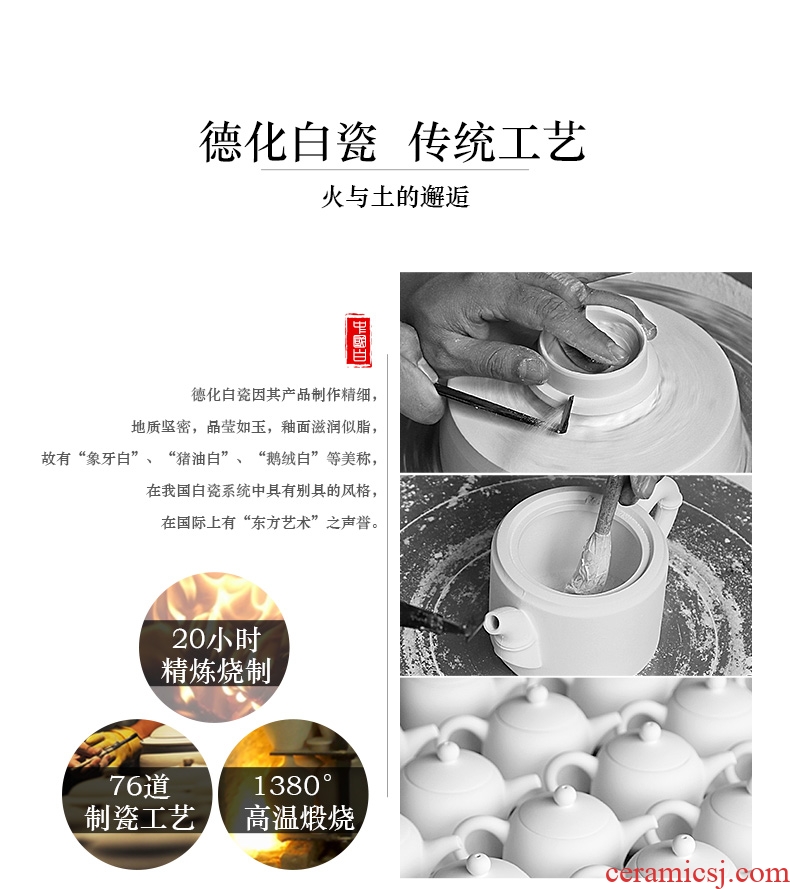Dehua white porcelain dry bubble machine ceramic tea tray tray home sitting room small rectangle contracted zen pure Chinese style