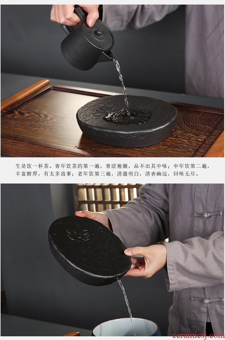 Auspicious edge black some ceramic CiHu bearing pot pad up archaize dry tea set tea service zero with double with model with pot