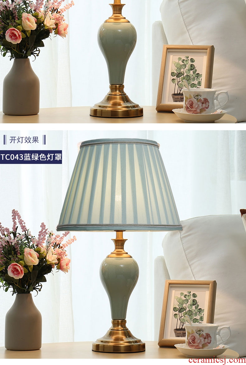 American ceramic small table lamp of bedroom the head of a bed idea marriage room warm European contracted and contemporary Nordic light lamps and lanterns of luxury