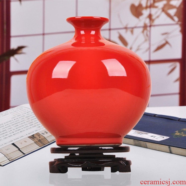 Chinese red dust heart of jingdezhen ceramics archaize color glaze vase pomegranate modern vogue to live in a new bottle