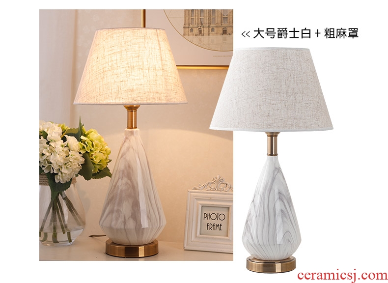 American postmodern Nordic contracted ceramic desk lamp light key-2 luxury creative theme home sitting room bedroom berth lamp