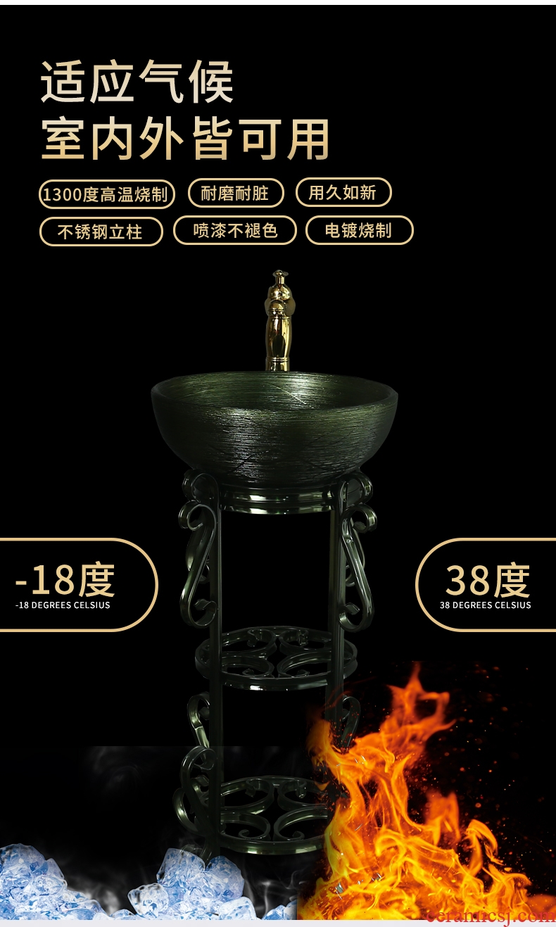 Ceramic glaze pillar pillar type lavatory basin art sink one floor type basin pillar type basin