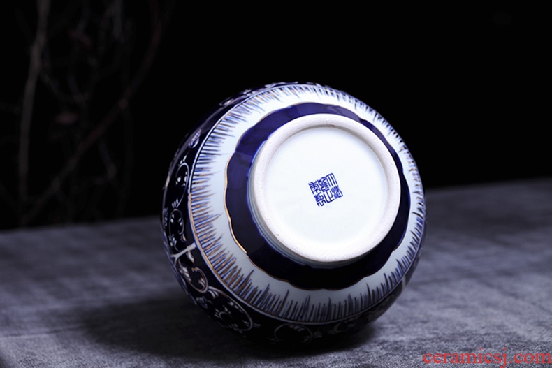Jingdezhen ceramics hand - made antique blue and white porcelain vases, furnishing articles sitting room flower arranging large Chinese style household decorations - 520778756970