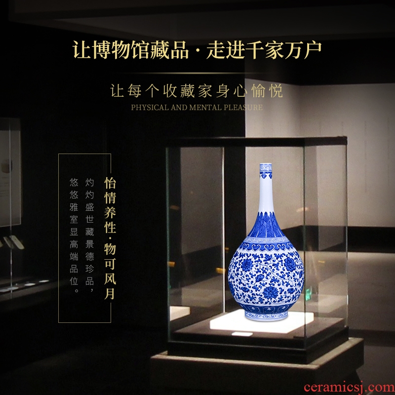 Jingdezhen ceramics archaize sitting room porch Chinese style household adornment bedroom table of blue and white porcelain vase furnishing articles