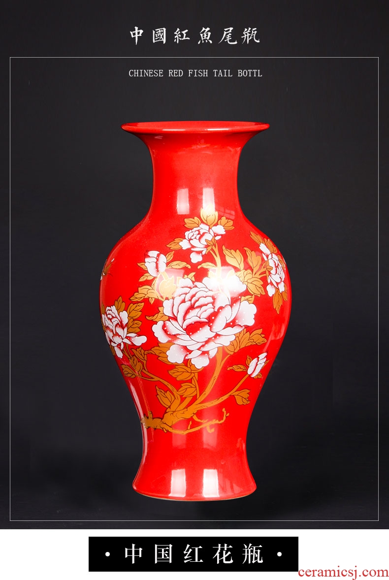 Jingdezhen chinaware lotus flower bottle arranging flowers, vase of porcelain of modern Chinese style household adornment sitting room ark, furnishing articles