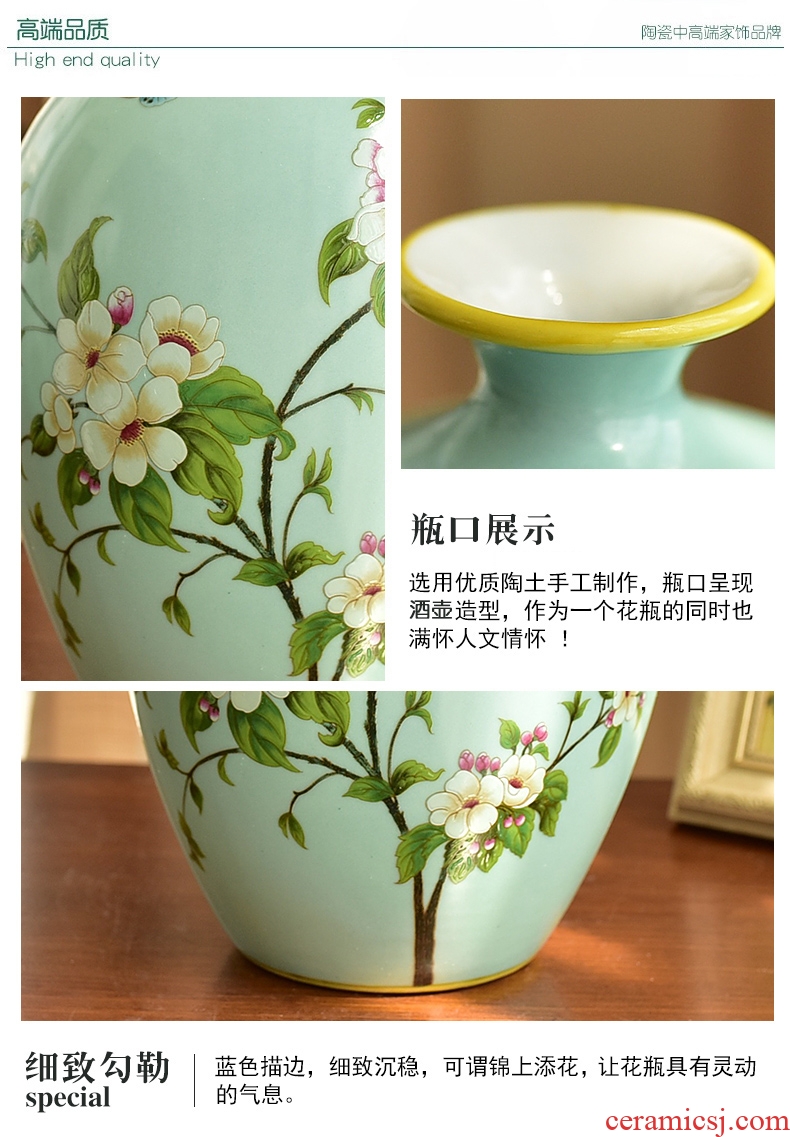 Murphy American country handmade ceramic vases, new Chinese style living room TV cabinet wine cabinet decoration hydroponic flower arranging furnishing articles