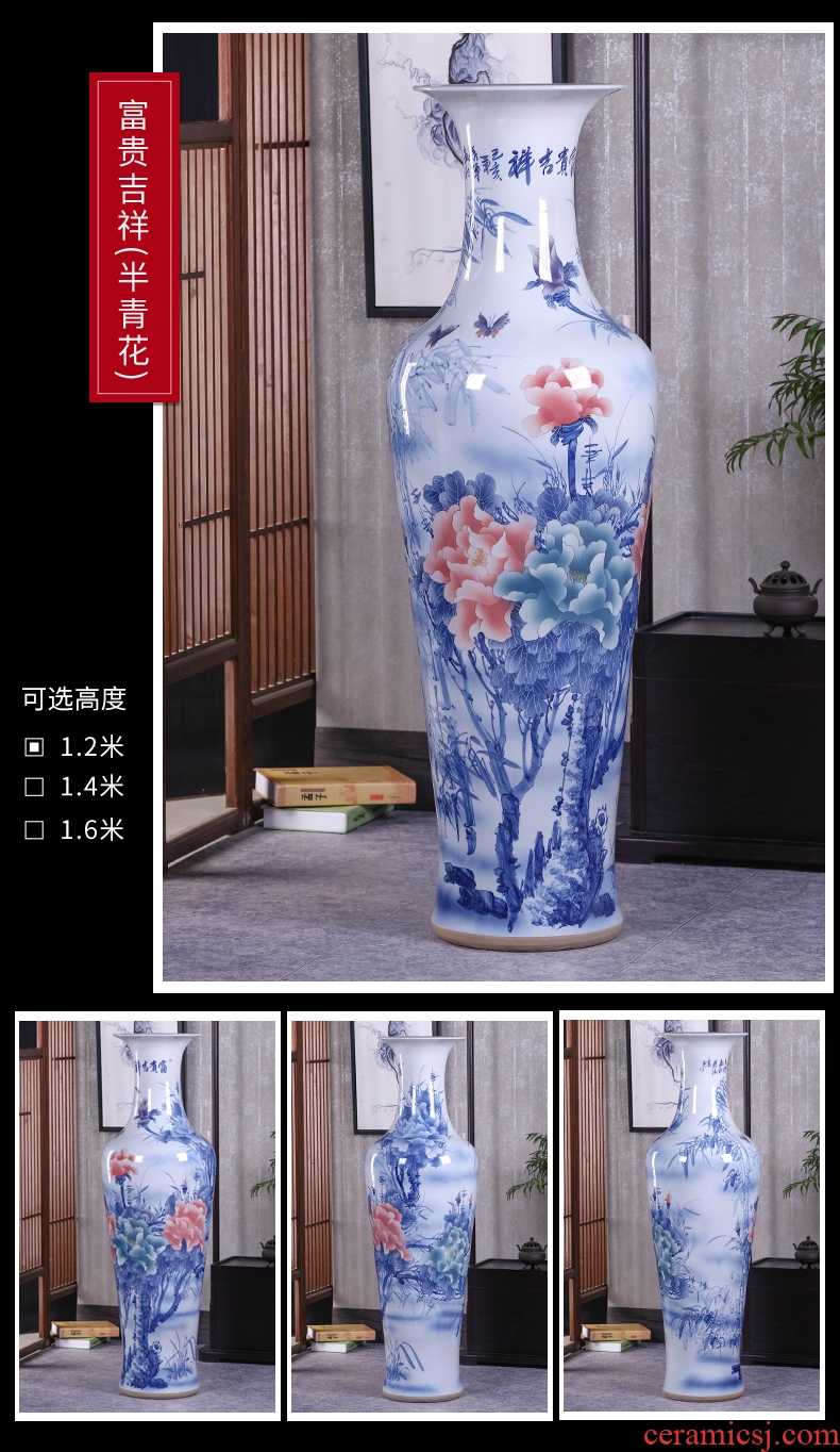 Jingdezhen ceramics antique vase furnishing articles sitting room flower arranging Chinese style classical large rich ancient frame home decoration - 606278438231