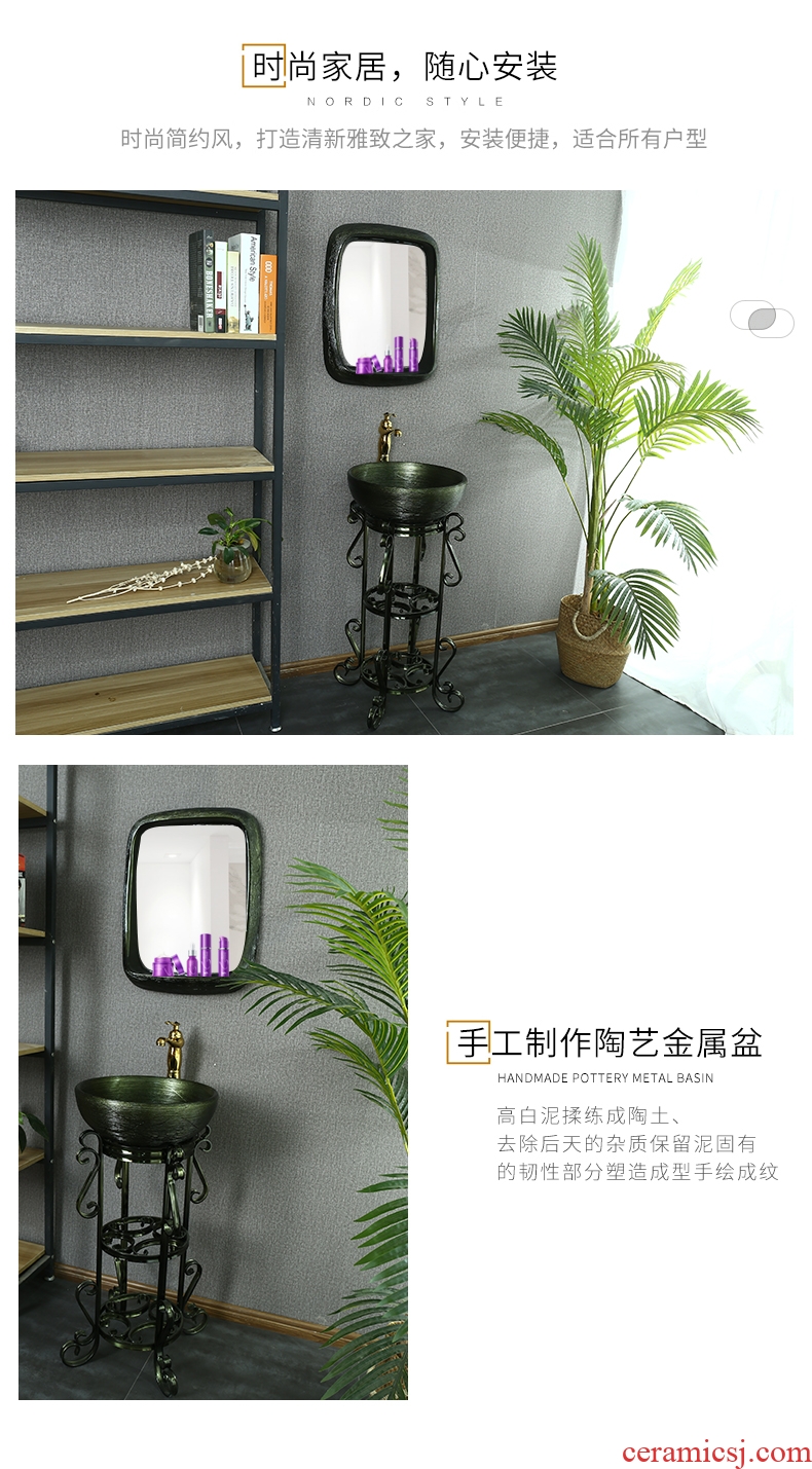 Ceramic glaze pillar pillar type lavatory basin art sink one floor type basin pillar type basin