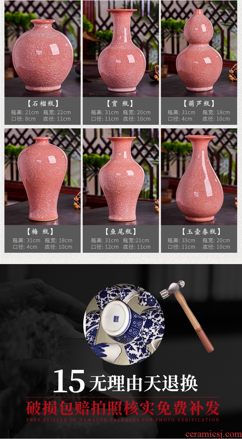 Jingdezhen ceramics flower vase creative archaize sitting room adornment new Chinese style household TV ark furnishing articles