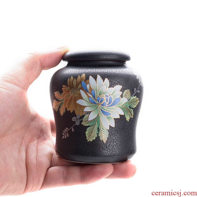 Ceramic kung fu tea caddy fixings seal home tea box of goods can of pu 'er tea pot mini POTS