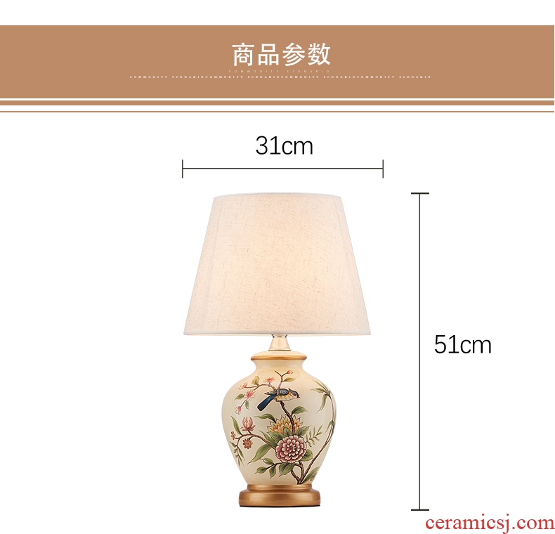 American desk lamp Europe type restoring ancient ways of new Chinese rural living room bedroom sweet home bedside table decoration ceramic lamp