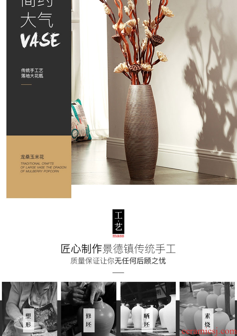 Be born big ceramic vase Chinese style restoring ancient ways furnishing articles sitting room hotel lobby up household soft adornment flower arranging device - 600118891644