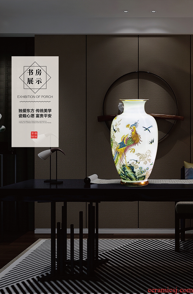 Jingdezhen ceramics thin body paint vase furnishing articles flower arranging rich ancient frame light sitting room key-2 luxury home decorative arts and crafts