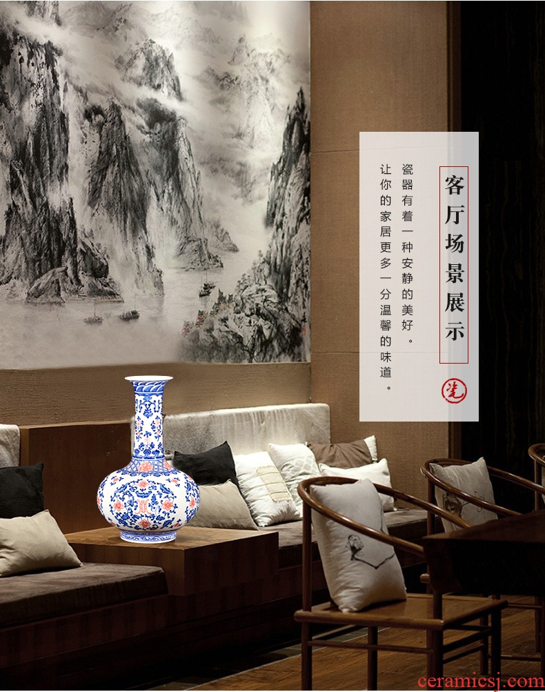 Jingdezhen ceramics imitation qianlong hand - made Chinese style restoring ancient ways is blue and white porcelain vase wine sitting room adornment is placed