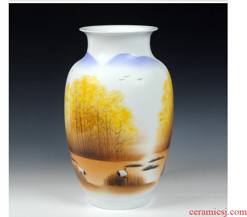 Continuous grain of jingdezhen ceramic modern Chinese famous celebrities sitting room hand - made vases, home decorations arts and crafts