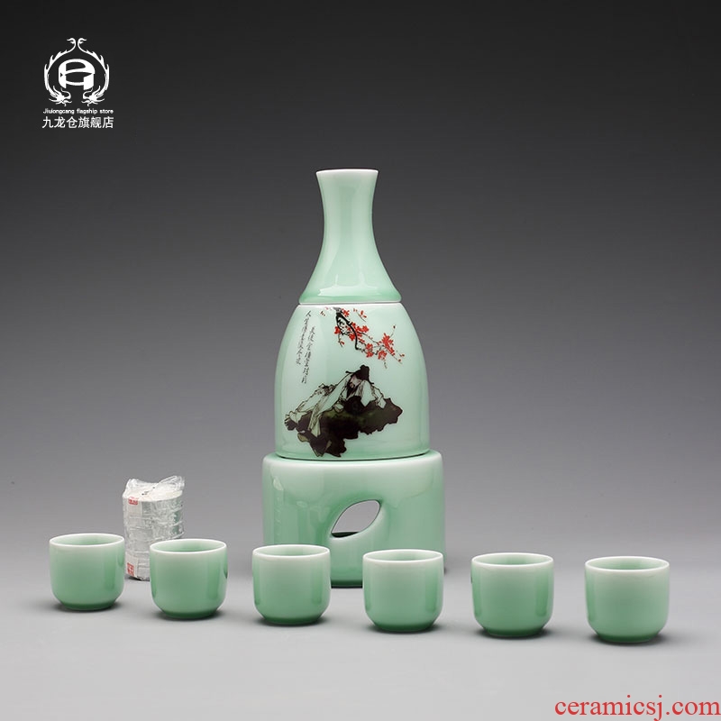 DH jingdezhen ceramic Japanese heating temperature wine pot he its drank with a jar of wine and rice wine warm hot hip flask glass suits for