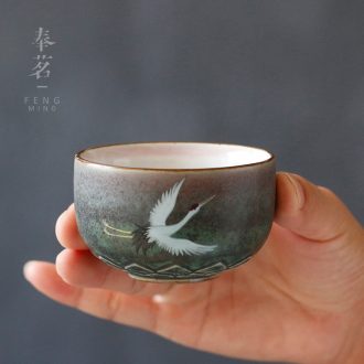 Serve tea crude after getting the sample tea cup as cranes masters cup bowl individual mugs single kung fu tea cup