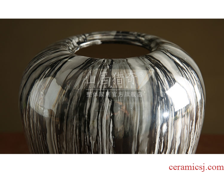 New Chinese style household act the role ofing is tasted grey wood grain ceramic vase furnishing articles large pot flowers, flower arranging furnishing articles sitting room - 585111495896