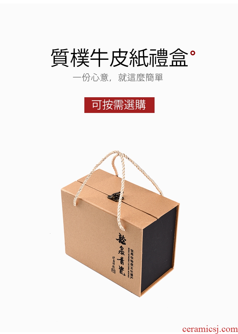 Longquan celadon caddy wooden cover POTS contracted new Chinese style tea warehouse inventory storage tank ceramic seal tank packing box